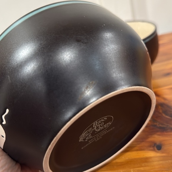 Bass Pro Shops Canoe Tree Water Outdoors Black Soup Cereal Bowls Set of 2 - Picture 5 of 5